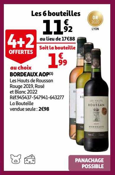 bordeaux aop les hauts de roussan rouge 2019, rosé et blanc 2022