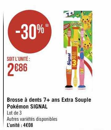 brosse à dents 7+ ans extra souple pokémon signal