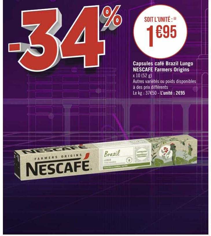 Capsules Café Brazil Lungo Nescafé Farmers Origins