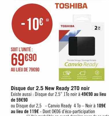 disque dur 2.5 new ready 2to noir toshiba