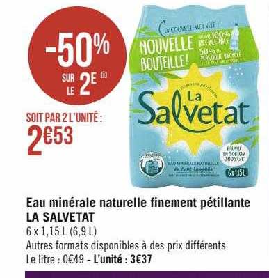 eau minérale naturelle finement pétillante la salvetat
