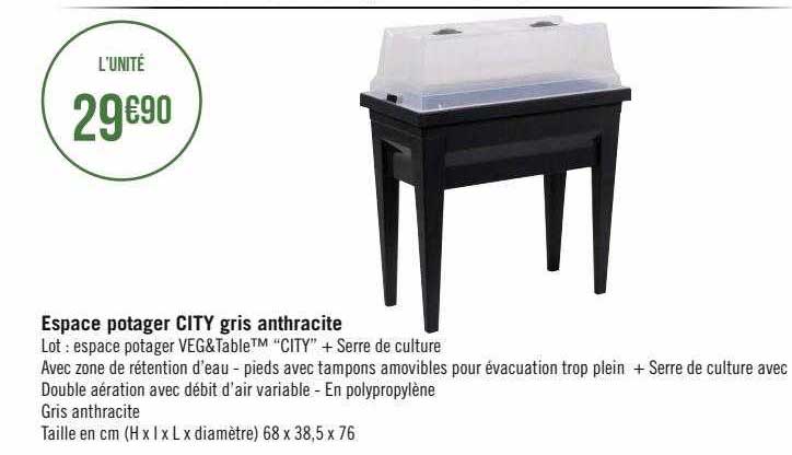 Espace Potager City Gris Anthracite