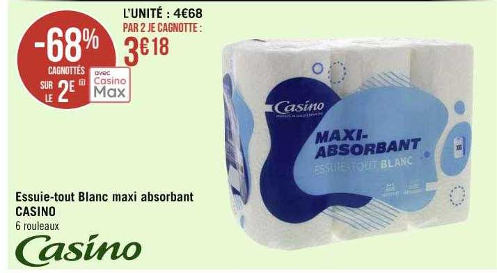 essuie-tout blanc maxi absorbant casino