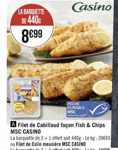 filet de cabillaud façon fish & chips msc casino