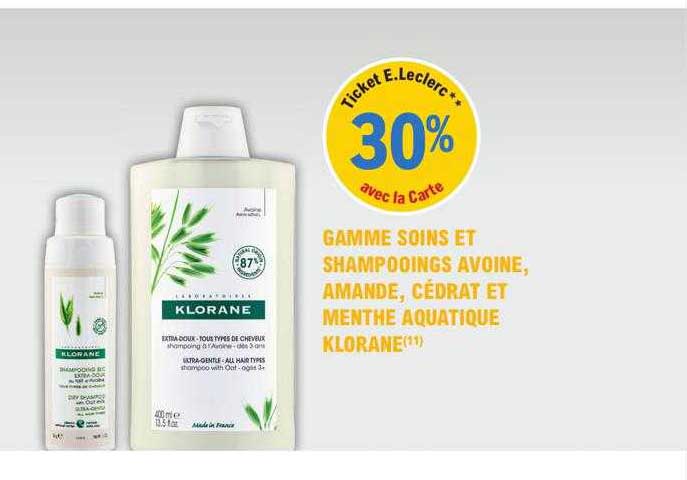 gamme soins et shampooings avoine, amande, cédrat et menthe aquatique klorane