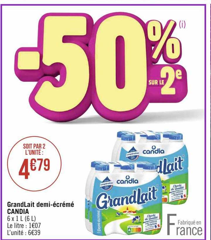 grandLait demi-écrémé candia