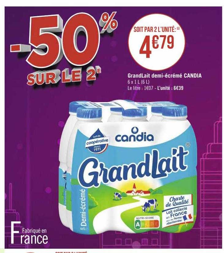 grandLait demi-écrémé candia