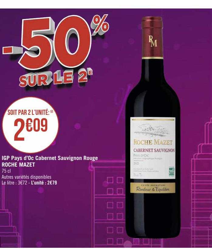 igp pays d'oc cabernet sauvignon rouge roche mazet