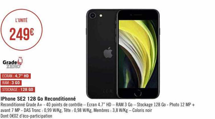 IPhone Se2 128 Go Reconditionné Grade Zero