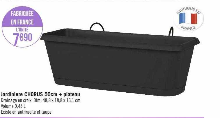 jardinière chorus 50 cm + plateau