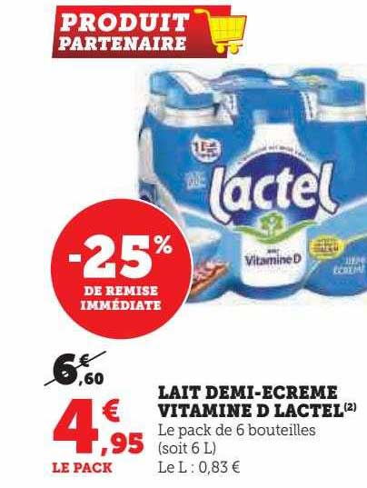 lait demi-écrémé vitamine d lactel