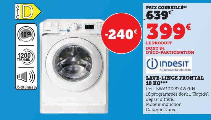 lave-linge frontal 10 kg indesit