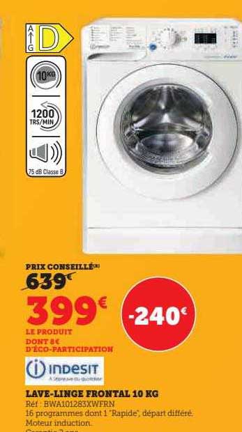 lave-linge frontal 10 kg indesit