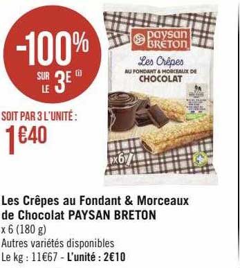 les crêpes au fondant & morceaux de chocolat paysan breton