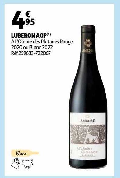 luberon aop à l'ombre de platanes rouge 2020 ou blanc 2022