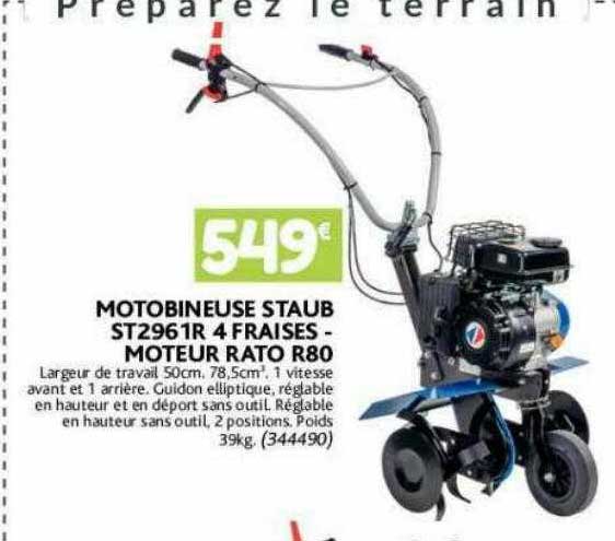 Motobineuse Staub St2961r 4 Fraises - Moteur Rato R80