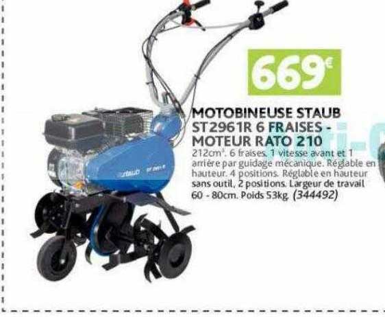 motobineuse staub st2961r 6 fraises - moteur rato 210