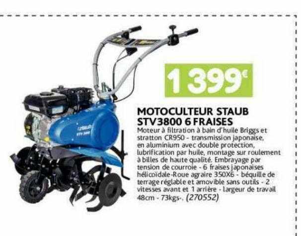 Motoculteur Staub Stv3800 6 Fraises