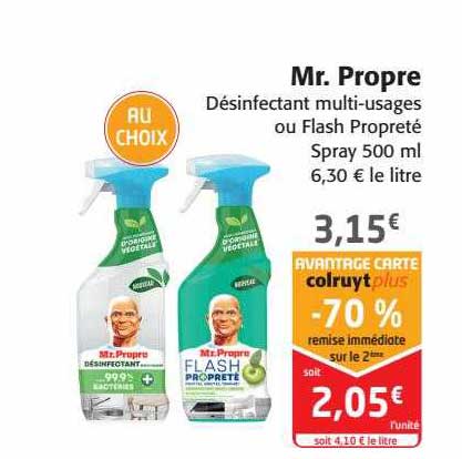 mr propre désinfectnat multi-usages ou flash propreté spray