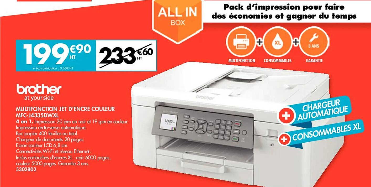 multifonction jet d'encre couleur mfc-j4335dwxl