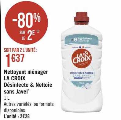 nettoyant ménager la croix désinfecte & nettoie sans javel