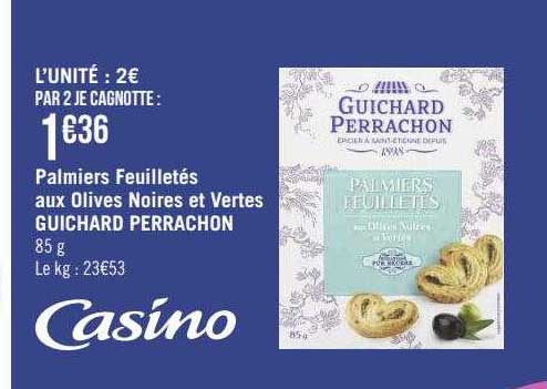 palmiers feuilletés aux olives noires et vertes guichard perrachon
