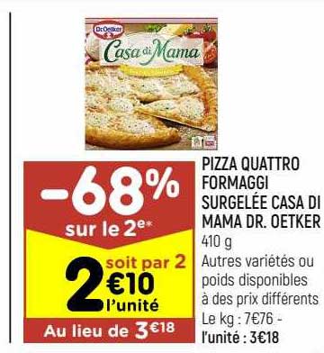 pizza quattro formaggi surgellée casa di mam dr.oetker