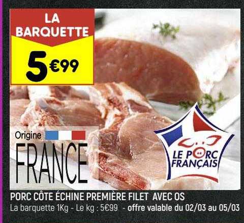 Porc Côte échine Première Filet Avec Os