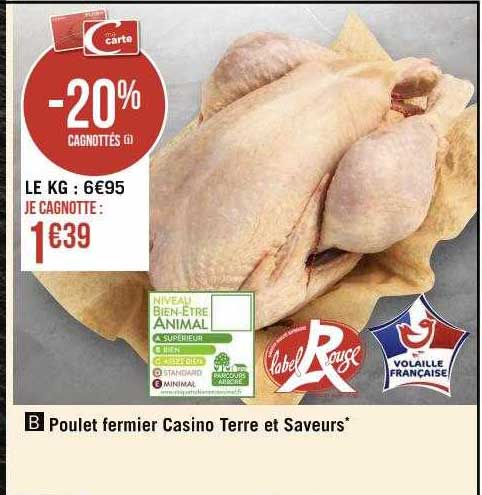 Poulet Fermier Casino Terre Et Saveurs Label Rouge