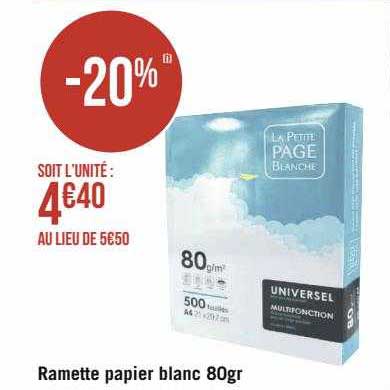 ramette papier blanc 80gr