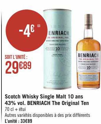 scotch whisky single malt 10 ans 43% vol. benriach the original ten