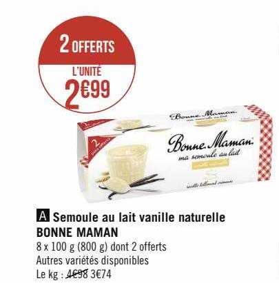 semoule au lait vanille naturelle bonne maman