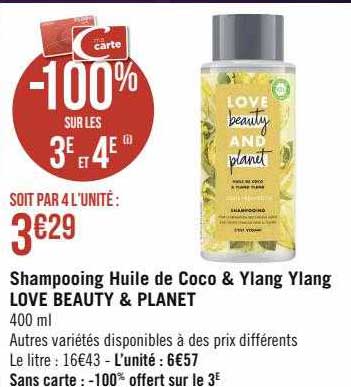 shampooing huile de coco & ylang ylang love beauty & planet