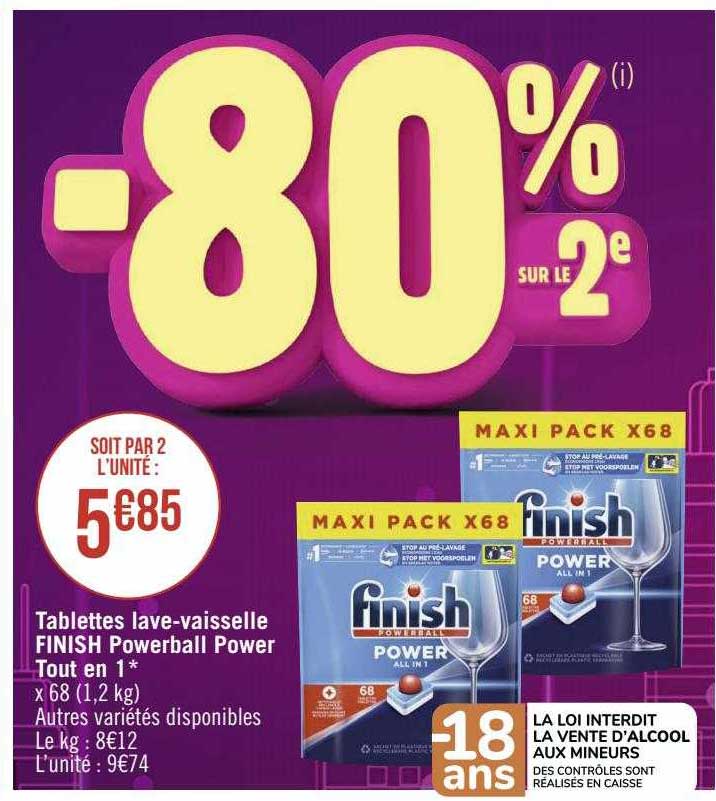 tablettes lave-vaisselle finish powerball power tout en 1