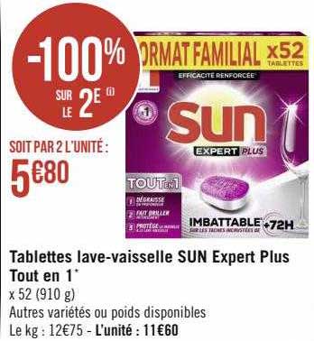 tablettes lave-vaisselle sun expert plus tout en 1