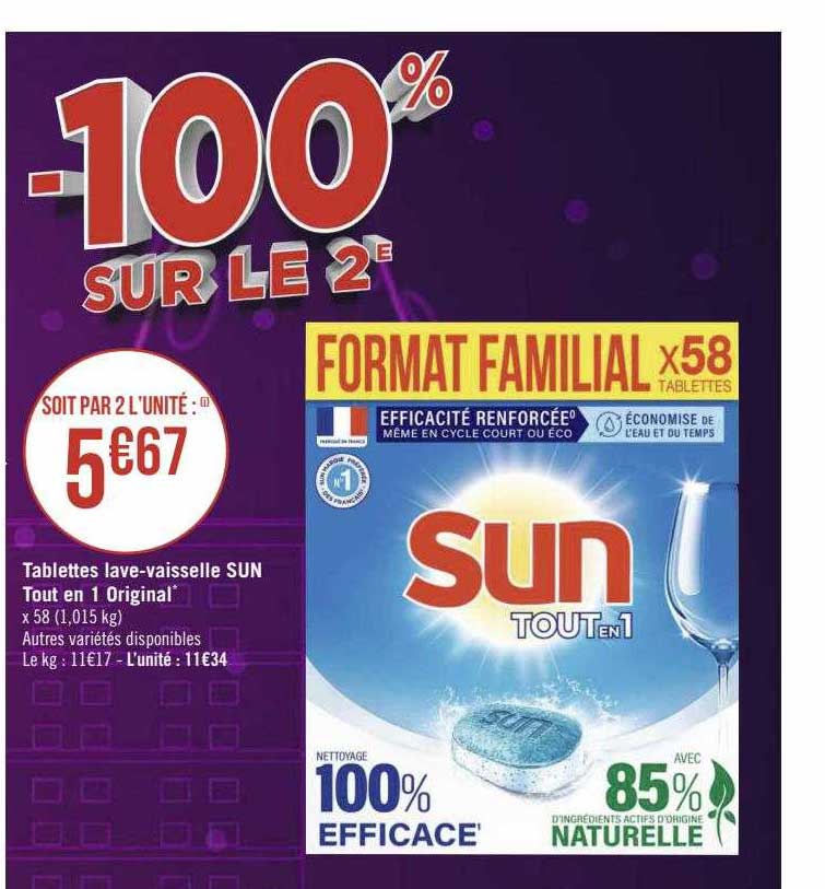 tablettes lave-vaisselle sun tout en 1 original