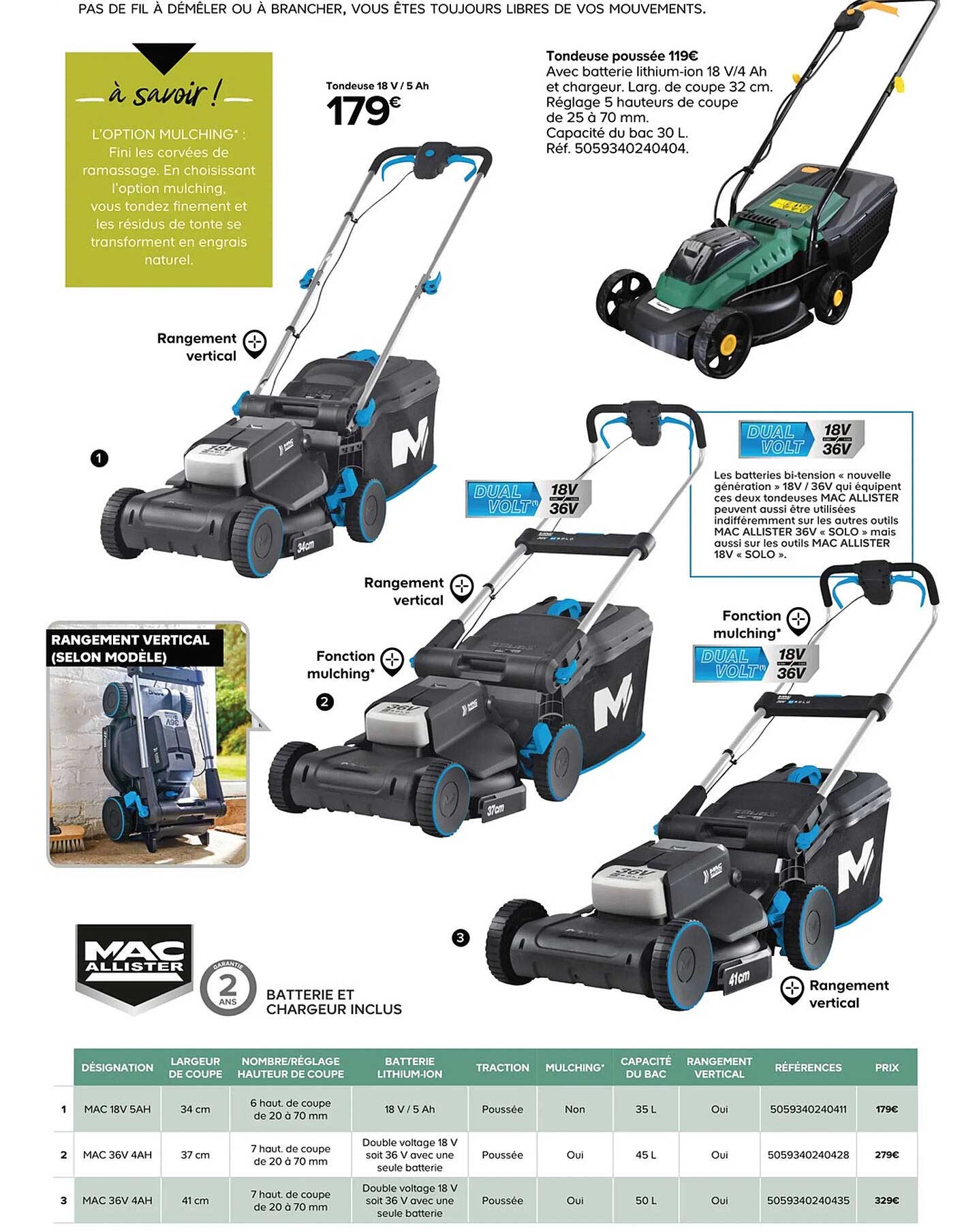tondeuse poussée mac allister