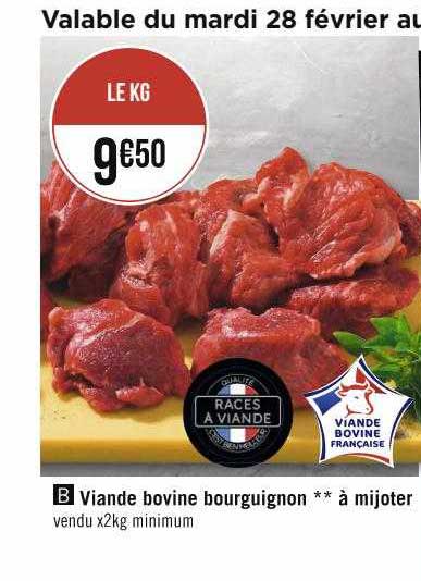 Viande Bovine Bourguignon ** à Mijoter