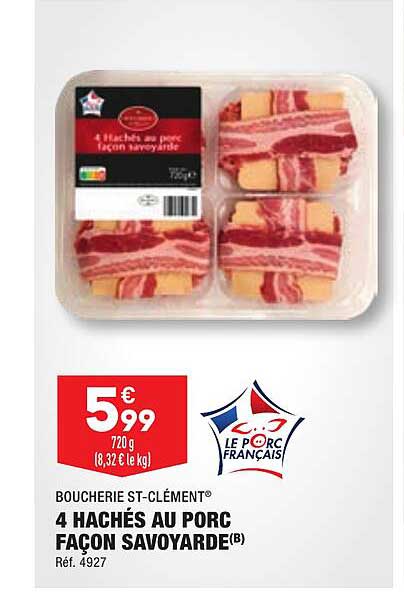 boucherie-st-clément 4 hachés au porc façon savoyarde