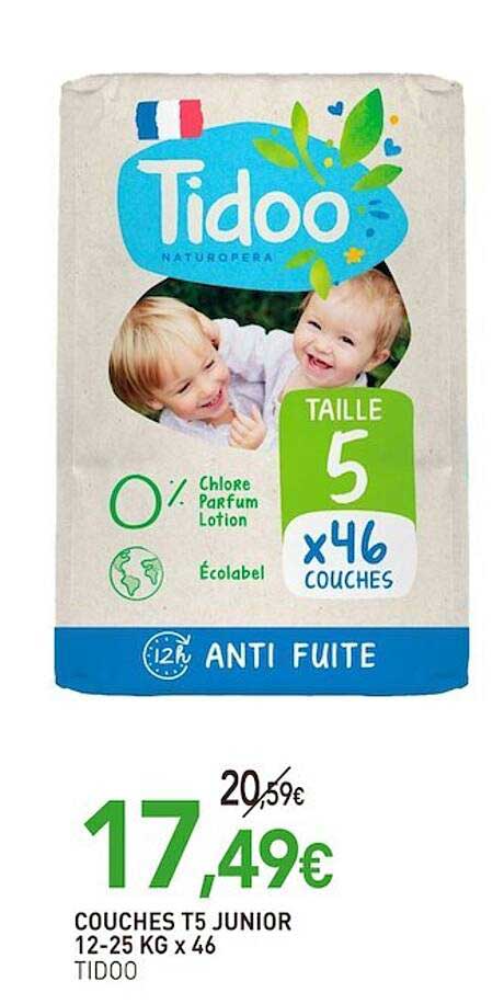 couches t5 junior 12-25 kg x 46 tidoo