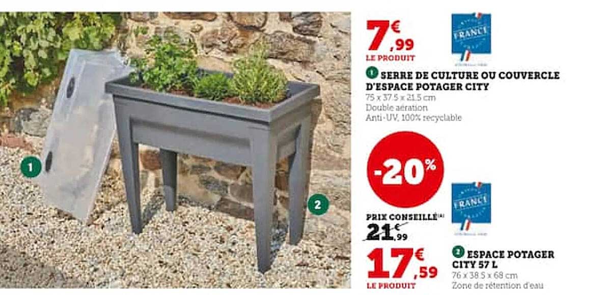 1- serre de culture ou couvercle d'espace potager city 2- espace potager city 57 l