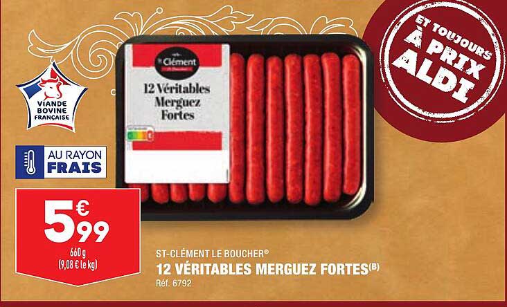 12 véritables merguez fortes st-clément le boucher