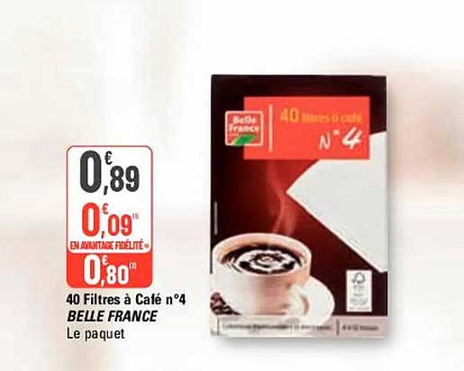40 filtres à café n°4 belle france