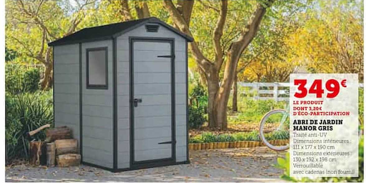 abri de jardin manor gris