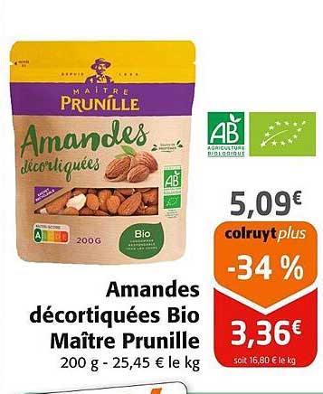 amandes décortiquées bio maître prunille