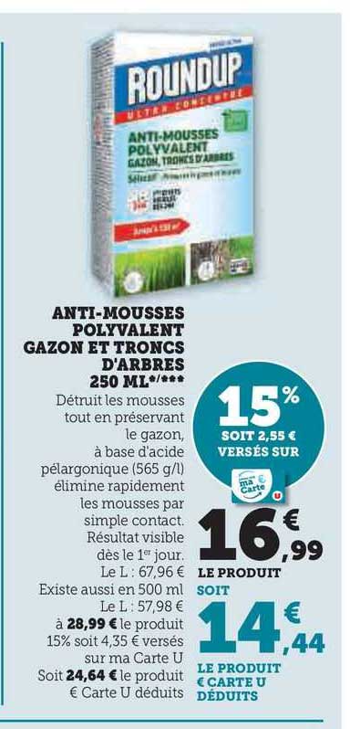 anti-mousses polyvalent gazon et troncs d'arbres 250 ml