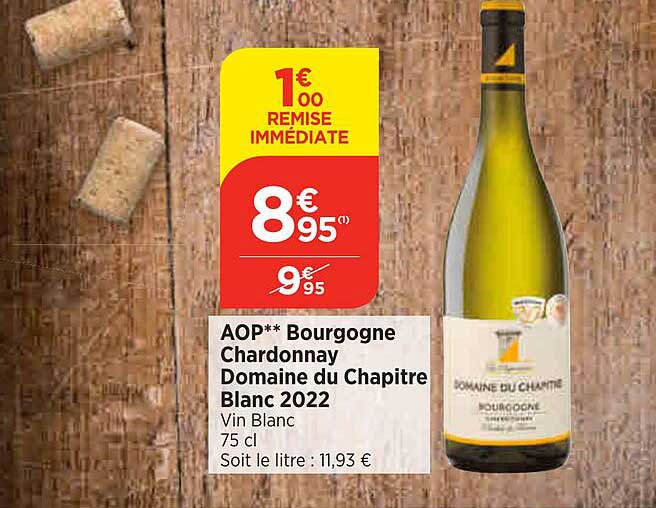 aop bourgogne chardonnay domaine du chapitre blanc 2022