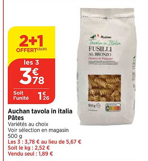 auchan tavola in italia pâtes