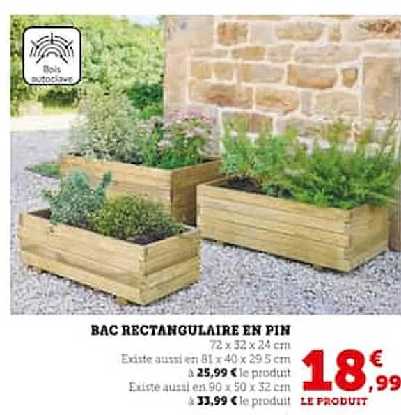 Bac Rectangulaire En Pin