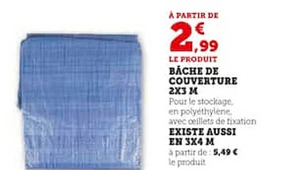 bâche de couverture 2x3 m existe aussi en 3x4 m